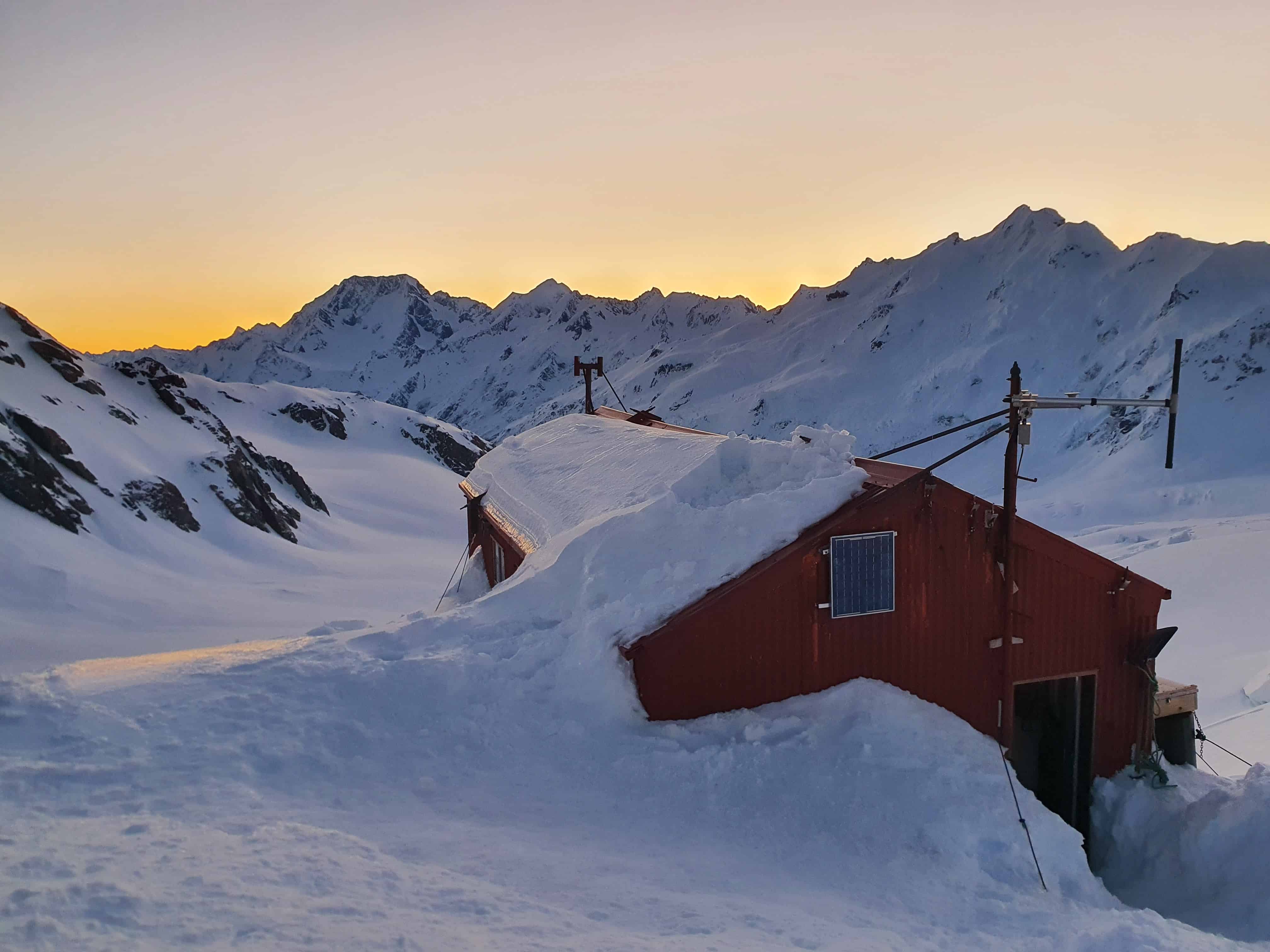 Tasman Saddle Hut in Winter [] Wanaka Mountain Guides