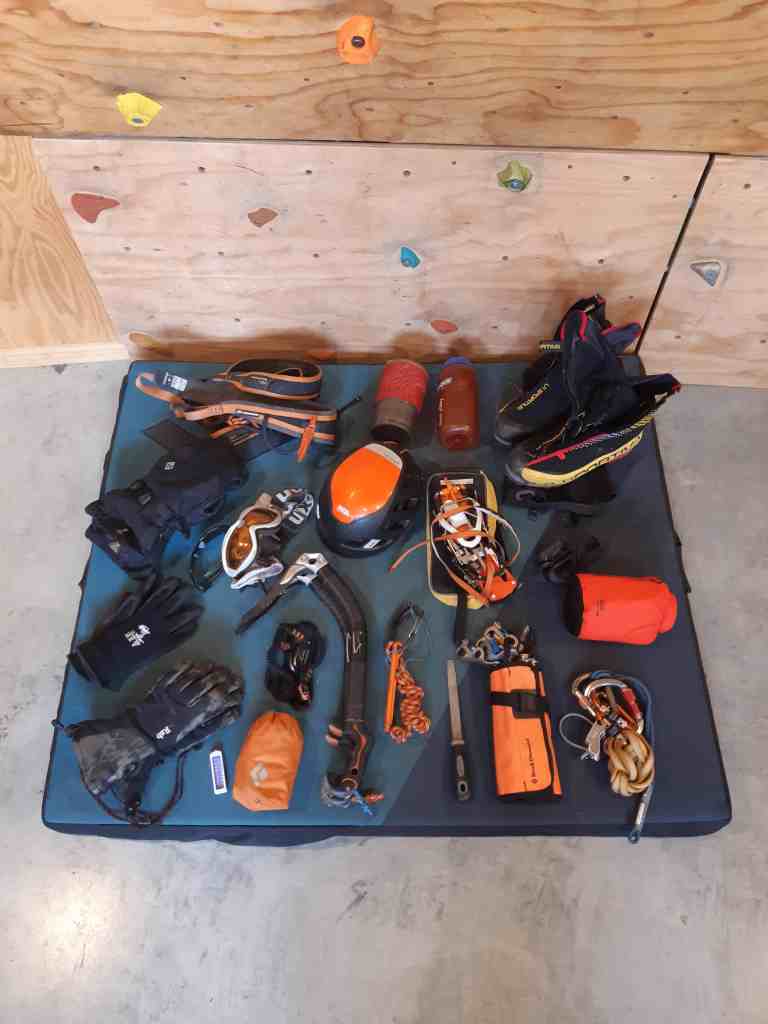 Equipment for ice climbing in New Zealand